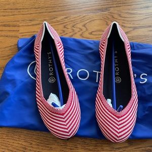 Rothy’s Red Mini Stripe Flats Size 8.5